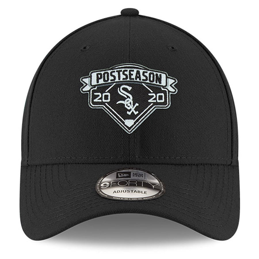 Men's Chicago White Sox New Era Black 2020 Postseason Locker Room 9FORTY Adjustable Hat Official Team Hat Sports Fan Cap Official NFL Team Hat Football Fan Cap