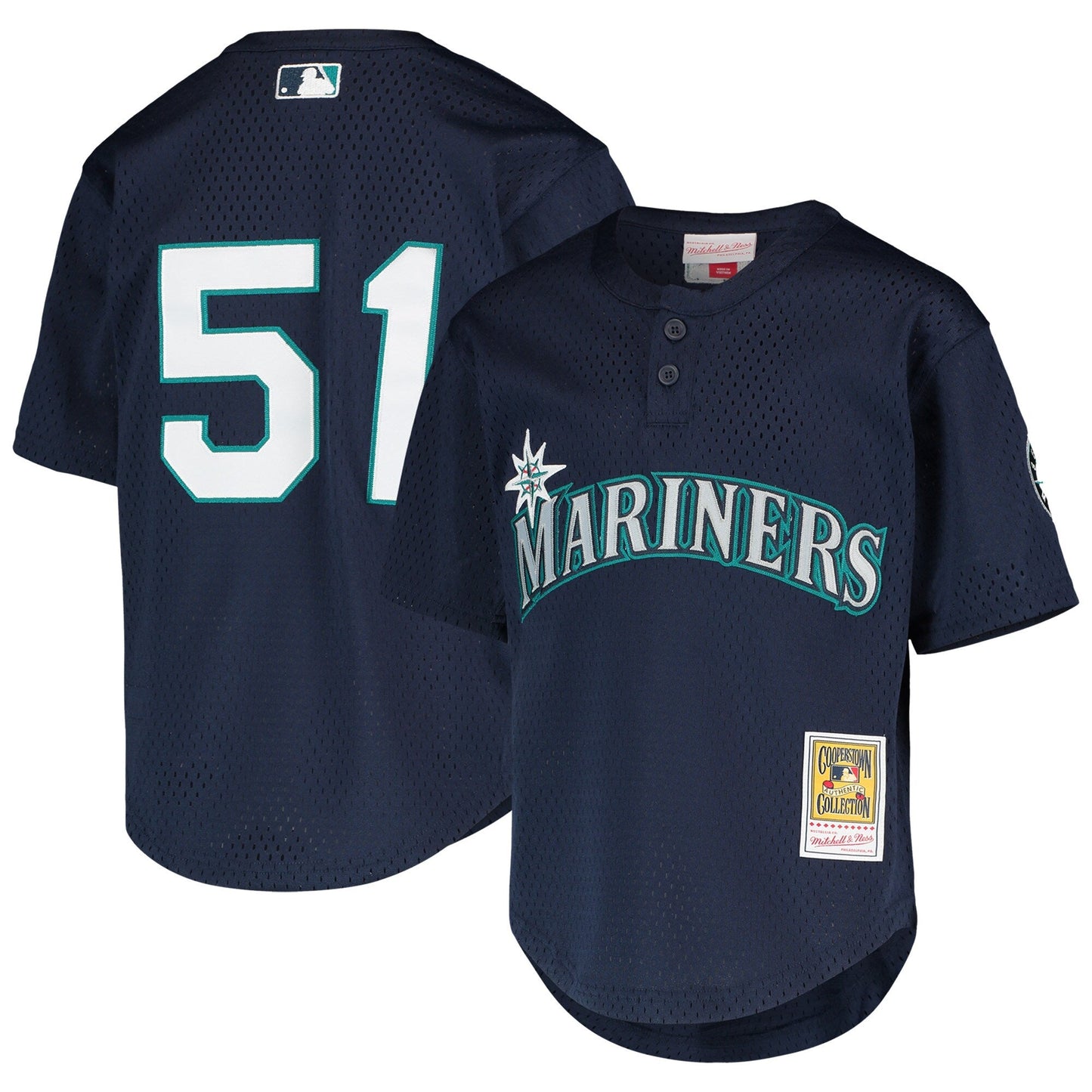 Ichiro Suzuki Seattle Mariners Mitchell & Ness Youth Cooperstown Collection Mesh Batting Practice Jersey - Navy Official Team Jersey Sports Fan Apparel Official NFL Team Jersey Football Fan Apparel