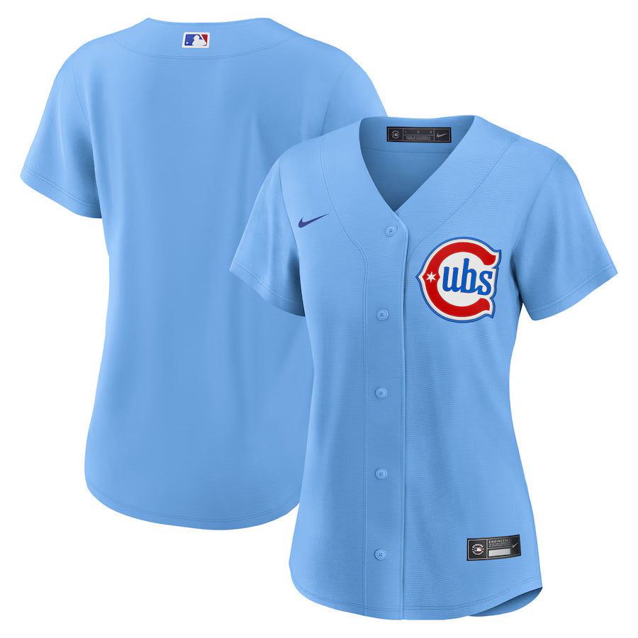 Women's Chicago Cubs Nike Alternate 2 Light Blue Replica Jersey Official Team Jersey Sports Fan Apparel Official NFL Team Jersey Football Fan Apparel