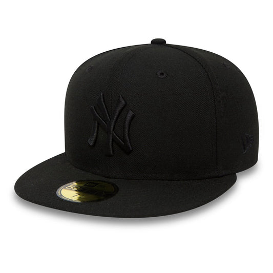 New York Yankees MLB League Essential 59FIFTY Fitted New Era Black/Black Official Team Hat Sports Fan Cap Official NFL Team Hat Football Fan Cap
